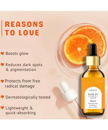 Auralux Vitamin C Face Serum with Hyaluronic Acid - Anti-Ageing Wrinkle Reducer & Hydrating Niacinamide Skincare for All Skin Types - 2 fl. oz Pack - Buy Online on GoSupps.com