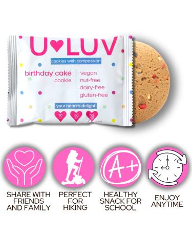 U-LUV Birthday Cake Cookies - Allergy Free, Vegan, Kosher, Eggless, Low Fat - 4 Pack - Buy Online on GoSupps.com
