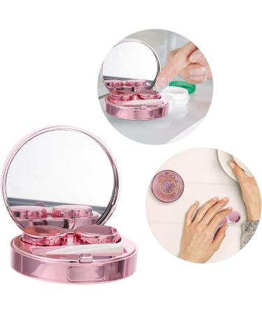 Solustrie Starry Sky Glasses Case | Travel Contact Lenses Organizer | Portable Eye Lens Holder & Mirror - Pink - Buy Online on GoSupps.com