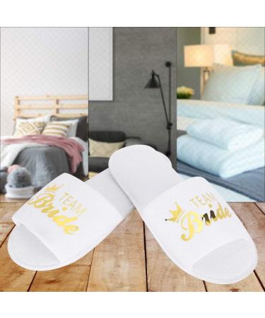 Tissting 5 Pair Bride Bridesmaid Slippers Cotton Letters Print Disposable Slippers Soft Non Slip for Hotel Wedding Party Photography Props(bride crown) bride crown White - Buy Online on GoSupps.com