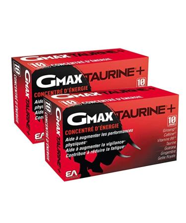 EAFIT | GMAX Taurine | Helps Increase Physical Performance | Reduces Fatigue + Increases Concentration | 400mg Taurine 500mg Ginseng 417mg Guarana | 2 Packs of 30 Ampoules