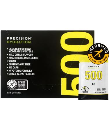 Precision hydration electrolyte drink - multiple strength all natural electrolyte powder - gluten free vegan/vegetarian friendly hypotonic - (500mg/l - yellow package) 1 cardboard (8 sorts) 1 cardboard (8 sorts) 500mg/l - yellow package