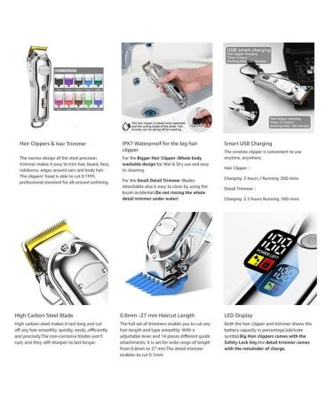 Professional Hair Clippers | IPX7 Waterproof Cordless Barber Trimmer Kit | Powerful Adjustable Electric Hair Clipper Set - Buy Online on GoSupps.com