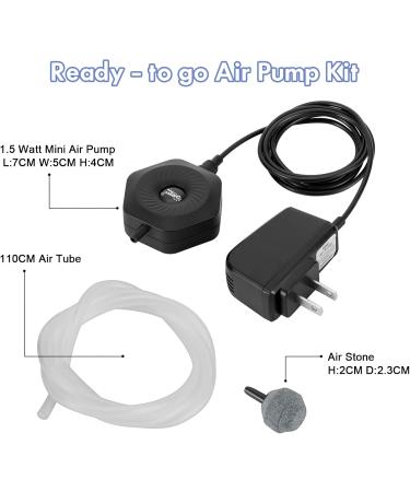 Hygger Ultra Silent Mini Air Pump for Aquariums - 1.5W Betta Bubbler with Air Stone & Hose for 0.5-15 Gal Fish Bowls | Quiet Oxygen Ventilation Solution - Buy Online on GoSupps.com
