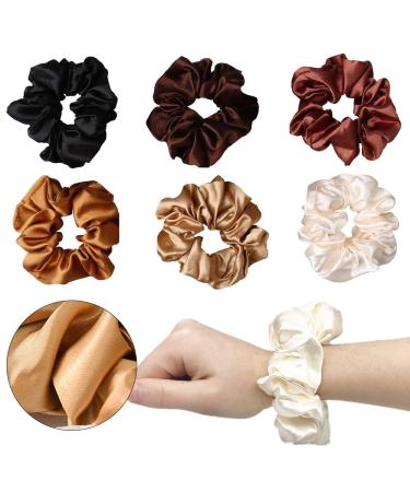 6 Pieces Satin Hair Ties - Soft Silk Elastic Scrunchies for All Occasions | International Shipping Available - Buy Online on GoSupps.com
