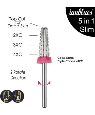 ianblues Multi-function 5 in 1 Nail Drill Slim Edition for Electric Manicure Drill Machine for Left & Right Hands Quick Remove Nail Gel Acrylic Gels Dip Powder (Triple Coarse -3XC) - Buy Online on GoSupps.com