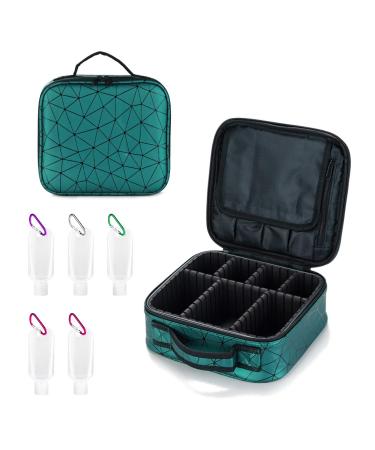 Locisne Makeup Bag Case Cosmetic PU Box Organizer with Removable Compartments Filling Diamond Shape Pattern
