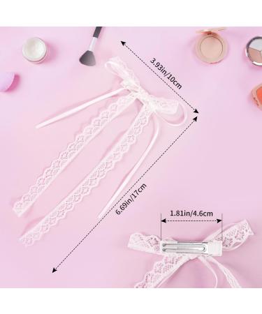 Lace Hair Bow with Long Tail Coquette Bows - Elegant White Ribbon Hair Accessory Hair Ribbons for Women (A Pair) - Buy Online on GoSupps.com