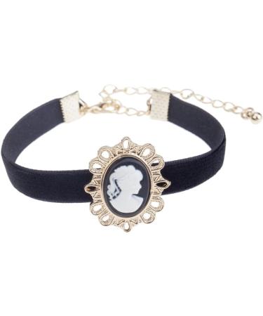 Fantastic Deal Jewellery Set Kit With 3 Charming Retro Style Bracelets/Bangles Including White Pearls Bow Tie Shape With Golden Chain And Black Wristband With Cameo By VAGA  - Buy Online on GoSupps.com