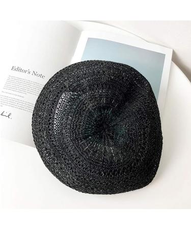 VALICLUD Black Straw Beret - French Style Hollow-Out Artist Hat for Women - Buy Online on GoSupps.com