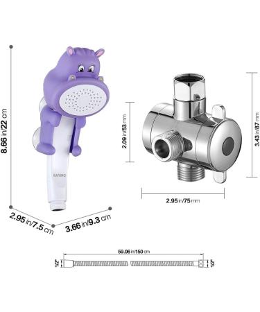 Hippo Shower Head for Toddlers | Kaiying Children's Shower Attachment with Hose & Deflection Valve | Baby Bathing Accessories - Buy Online on GoSupps.com