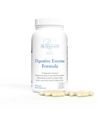 Dr. Tennant's Digestive Enzymes | Support for Large Holiday Meals & Everyday Comfort | Gut Health Heartburn & Acid Reflux Relief | 2X DPP-IV Enzyme for Gluten Digestion | 200 Capsules