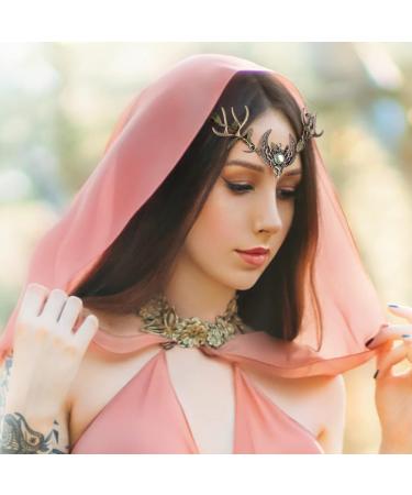 MOSTORY Handmade Deer Antler Crown Headband Forest Elf Headpiece Woodland Green Leaf Tiara Circlet for Wedding Bridal Themed Party Carnival Cosplay Festival Costume Accessory Green - Buy Online on GoSupps.com