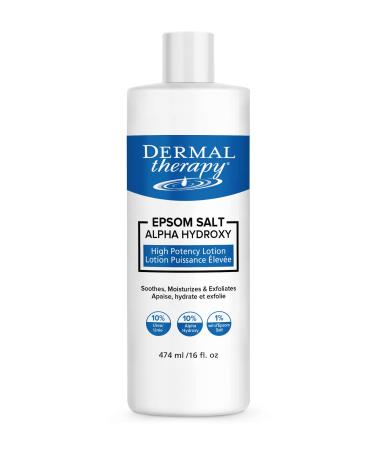 Dermal Therapy Epsom Salt Alpha Hydroxy High Potency Lotion   Moisturizing  Exfoliating and Soothing Treatment for Scaly  Flaky  Dry Skin | Epsom Salt  10% Urea and 10% Lactic Acid | 16 fl.oz
