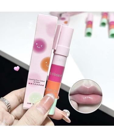 Lip Balm 4 Colors of Moisturizing Balm for Dry Lips Plumping Glossy Effect Natural Care Long-Lasting Ideal for Travel and Home - Buy Online on GoSupps.com