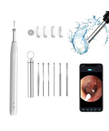 Ear Wax Removal Endoscope Otoscope Earwax Remover Tools Compatible with Smart Phones & Tablets Earwax Removal Kit with 300W 1080P Ear Camera Equipped with 6 LED Light (White)