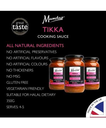 Mumtaz TIKKA Indian Curry Cooking Sauce 350g Pack of 3 Restaurant Quality at Home - Medium Spiced Serves 4-5 All Natural Ingredients Gluten Free Vegetarian Friendly. - Buy Online on GoSupps.com