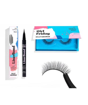 Silly George LinerBond Lash System | Girl Series Starter Kit with LinerBond Adhesive Eyeliner and 1 set of Girl Lash Series Natural Look (Girl Friday LinerBond Black) Girl Friday LinerBond Black - Buy Online on GoSupps.com