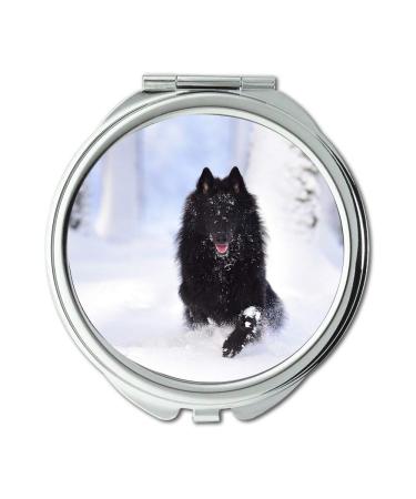 Mirror makeup mirror Dog Belgian Shepherd Dog Groenendael Running Dog Pocket Mirror portable mirror
