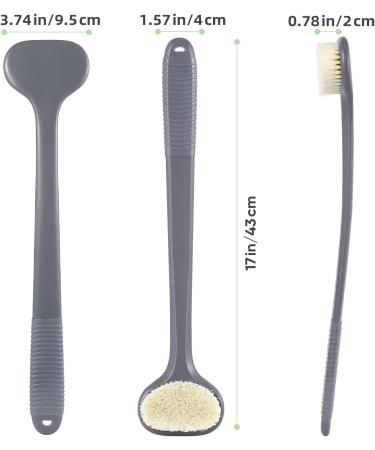 Back Body Scrubber Brush - Long-Handle Shower Peeling Brush for Men & Women | 43cm Gray Non-Slip Design - Buy Online on GoSupps.com