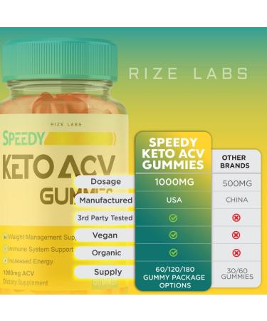 Speedy Keto ACV Gummies for Advanced Weight Loss - 60 Count Pack - Shark Tank Belly Fat Supplement with Apple Cider Vinegar - Extra Strength Gomitas - Buy Online on GoSupps.com