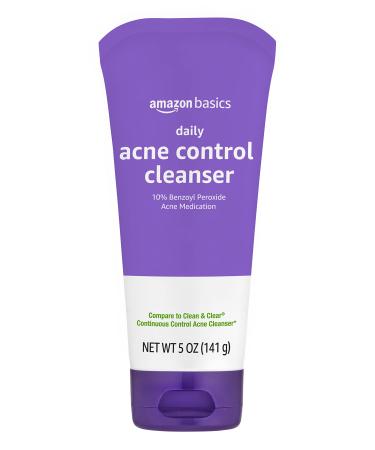 Amazon Basics Daily Acne Control Cleanser, Maximum Strength 10% Benzoyl Peroxide Acne Medication, 5 Fluid Ounces, Pack of 1 5 Ounce (Pack of 1)