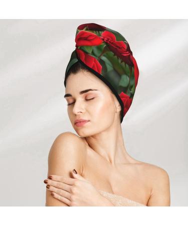 Red Rose Coral Velvet Dry Hair Cap | Ideal for Home Travel Pool Parties & Baths Shop Now - Buy Online on GoSupps.com