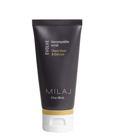 MILAJ Evolve Biocompatible Face Scrub | Charcoal & Cherry Water Facial Exfoliator to Cleanse Pores and Reduce Uneven Skin Tone | Clean Skincare for Regular Use 2fl oz