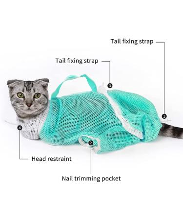JMOON Cat Bathing Bag - Anti-Bite & Anti-Scratch Restraint for Grooming & Nail Trimming - Adjustable Breathable Cat Shower Bag in GREEN - Buy Online on GoSupps.com