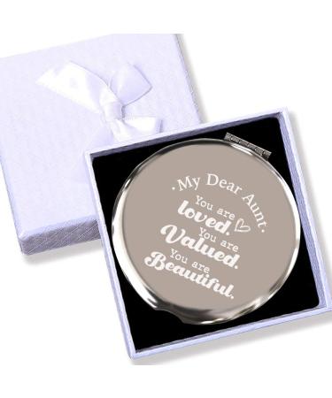 to My My Aunt You are Loved Valued Beautiful--Inspirational Gift for Women  Aunt Gifts from Niece Nephew  Best New Aunt Gifts-Makeup Mirror Silver