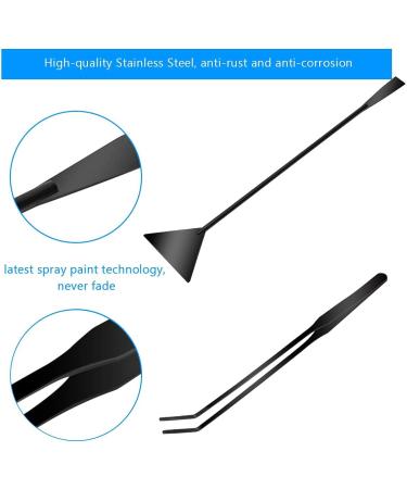 Liveek 4-in-1 Aquarium Aquascape Tools Kit - Stainless Steel Tweezers, Scissors, Spatula - Anti-Rust for Aquatic Plant, Fish Tank Clean - 12.5in Black - Buy Online on GoSupps.com