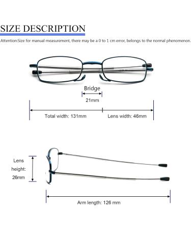 MMOWW 3 Series Foldable Reading Glasses for Men & Women - Anti Blue Light Telescopic Rod Mini Zipper Case +2.5 Magnification in Black Red & Blue - Buy Online on GoSupps.com