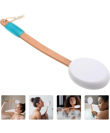 SOLUSTRE Dry Brush Body Lotion Back Applicator with Sponge for Exfoliating | Reach Handle for Shower Bath | Back Scratcher | Skin Care Tool - Buy Online on GoSupps.com