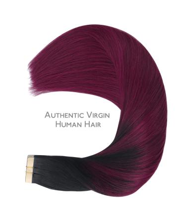 Buy 20pcs Jet Black to Burgundy Tape-In Extensions | 45cm Real Remy Hair | Silky Straight Invisible Weft - Buy Online on GoSupps.com