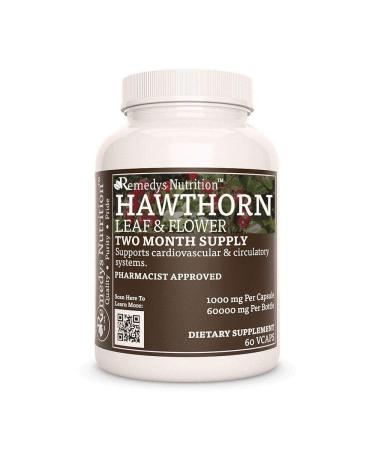 Remedy s Nutrition Hawthorn Leaf & Flower | 1 000 mg 60 Vegan Capsules Herbal Dietary Supplement | Two Month Supply
