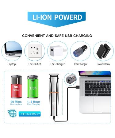Pritech 6 in 1 Electric Cordless Hair Trimmer Beard Kit for Men - Waterproof IPX7, USB Rechargeable, LED Power Display - Buy Online on GoSupps.com