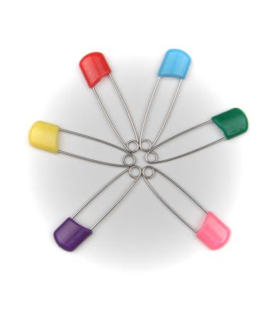 All in ONE Colorful Plastic Head Safety Pins Diaper Nappy Pins Safety Hold Clip Locking Cloth (54mm)