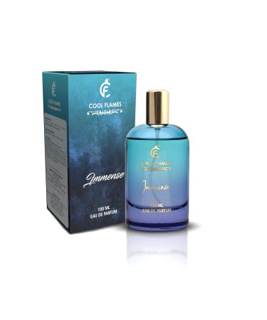 Cool Flames Luxury Immense Unisex Eau De Parfum with Lemon Lily of the Valley Saffron Cedar & Sandalwood Premium Long Lasting Citrus & Spicy Fragrance Scent Perfume for Men & Women 100 ML