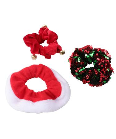 Subsofan 3 pieces Christmas hair hair tie vacation hair hair tie soft elastic hair bands hair hair tie christmas rubber band bobbles for party photos stand accessories as shown