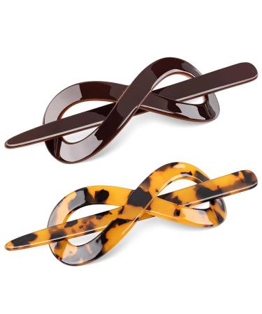 Noverlife 2PCS Cellulose Acetate Hair Slide & Stick Set | Tortoise Shell Hair Barrette Pins for Women & Girls | French Style Ponytail Updo - Buy Online on GoSupps.com