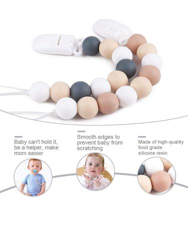 BPA Free Silicone Pacifier Clip for Baby Boys and Girls - Yellow+Grey - Buy Online on GoSupps.com