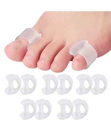 10pcs Gel Toe Separators for Overlapping Toes Thumb Tail Finger Ring Nursing Pad Split Toe Corrector Fixator Pinky Toe Bunion Spreaders Straightener for Women and Men (Transparent)