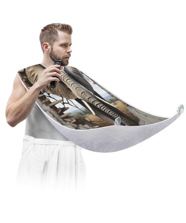 Wall Elephant Beard Bib Apron Beard Hair Catcher for Men Shaving Fathers Day Anniversary Christmas Gifts for Dad Husband Beard Bib with 2 Suction Cups