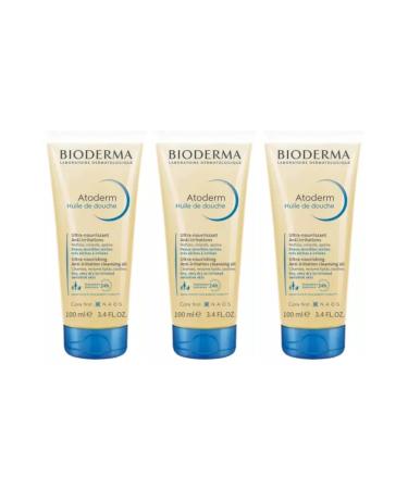 Atoderm Huile de Douche - Nettoyant Relipidant et Hydratant - Peaux Tr s S ches Atopiques - 24h d Hydratation et Confort - Visage Corps et Mains - Pour Toute la Famille - Lot de 3x100mL