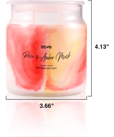 IZIDDO Rose & Musk Scented Candles - Handmade 12oz Red Marble 2 Wick Candles for Home | Perfect Gifts for Women & Men - Buy Online on GoSupps.com