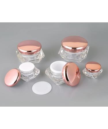 Zeoabsy 6-Pack 15ml Transparent Acrylic Diamond Containers with Pink Screw Caps - Ideal for Creams Lotions Nail Art & Lip Balm - Buy Online on GoSupps.com