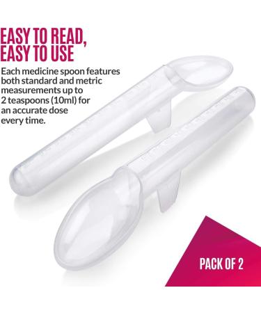 Calibrated Medicine Spoon for Kids Baby & Toddler - (Pack of 2) - 2 Tsp/10 mL Capacity Plastic Oral Liquid Dose Medication Graduated Dispenser - Buy Online on GoSupps.com