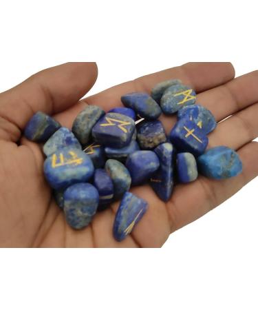 Sharvgun Lapis Lazuli Rune Stone Set 25 pi ces avec tableau en bois MDF runique grav lettrage symbolique pa en velours noir/rouge pochette incluse bo te cadeau - Buy Online on GoSupps.com
