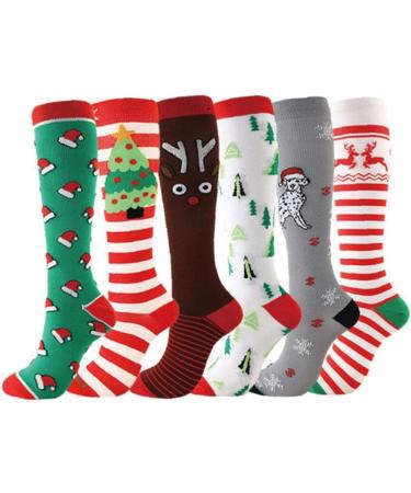 Buy Christmas Multi-Colored Compression Knee Socks for Pregnant Nurses & Edema Relief International Shipping Available - Buy Online on GoSupps.com