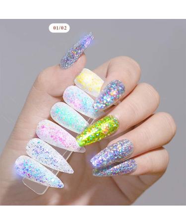 Holographic Glitter Nails Sequins Set - 12 Superfine Colors for Nail Art Decorations - Buy Online on GoSupps.com